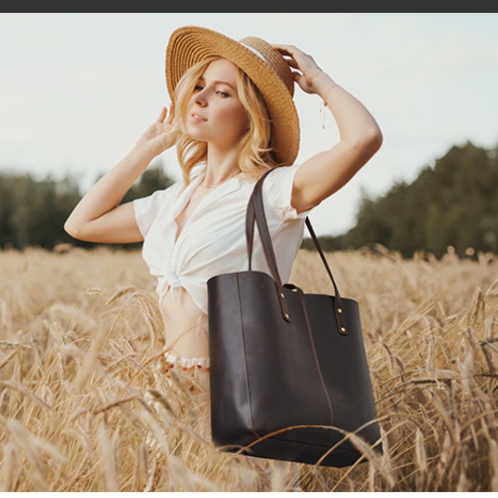 S zone Chic black Leather Tote Bag